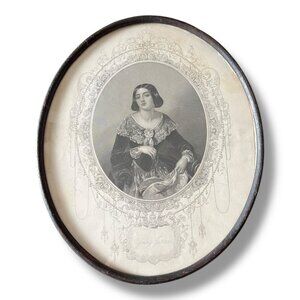 Antique 12" Oval Wood Frame w/ Glass Victorian Gothic Portrait of Young Jessica